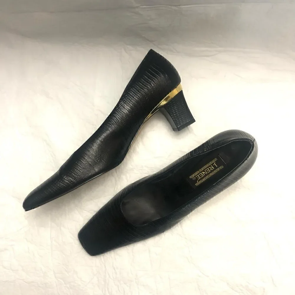J.Renee womens black patent crock pattern shoes size 11M